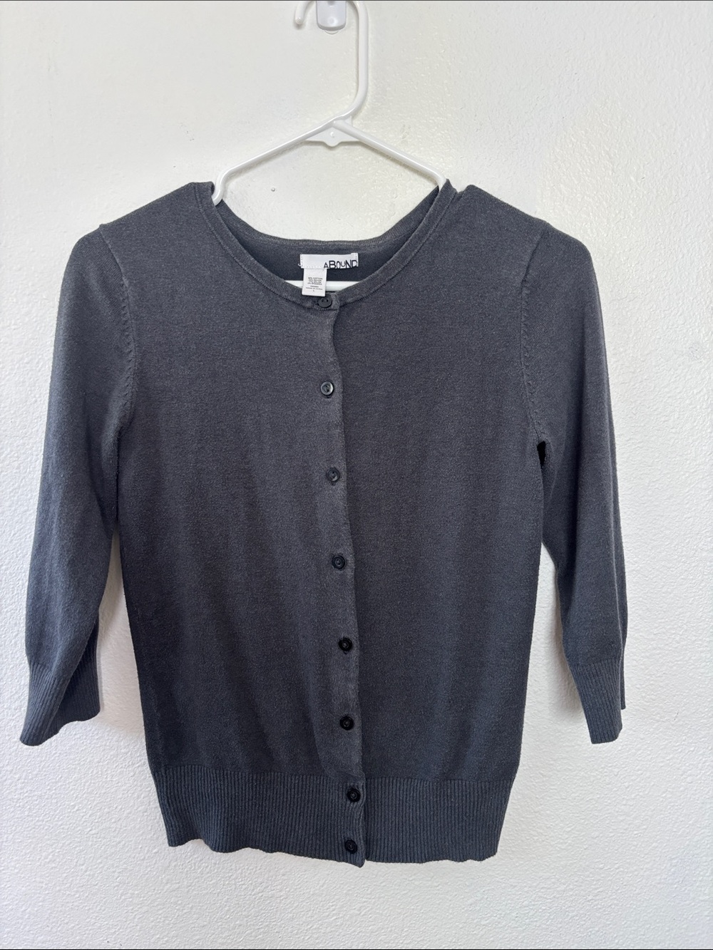 Abound Dark Charcoal Button-Up Crewneck Cardigan